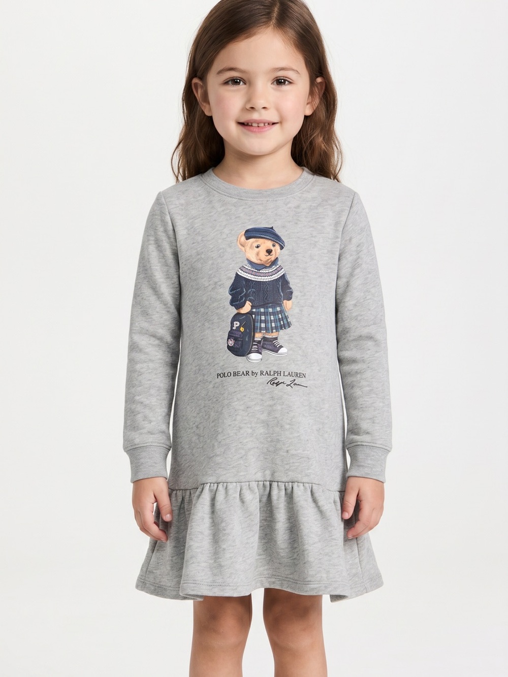RALPH LAUREN Blue Label | Girls Polo Bear Fleece Dress Sz L (12-14)